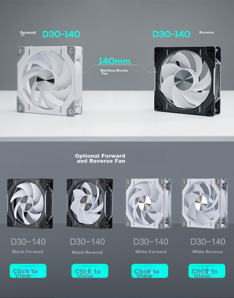 PHANTEKS D30 Building Block Edition Anti-Leaf 14cm Black Chassis Water Cooling Radiator ARGB Temperature Control Fan (30mm Thick/hidden Screws/wireless Assembly/3-Piece Set) 3