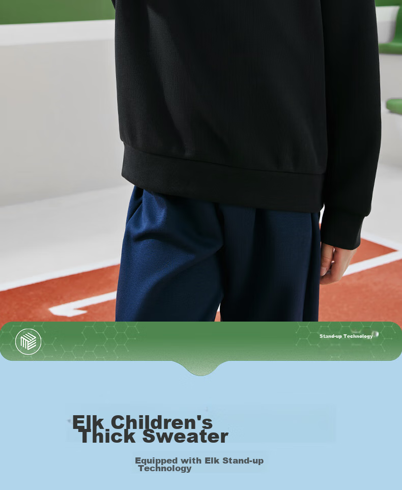 ERKE Children's Unisex Long T-Shirt, Kids' New Autumn 2024 Casual Hoodie, Black, Size 170 13