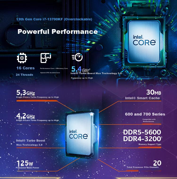 Intel I7-13700KF Core 13th Gen 16-Core 24-Thread Max Turbo up to 5.4GHz Five-Year Warranty Desktop CPU for Smooth Gaming Black Myth: Wukong 1