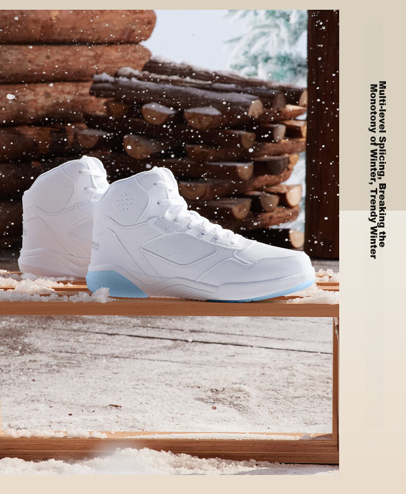 361° Women's Sports Shoes, Autumn And Winter High-Top Warm Fleece-Lined Heightening Casual Sneakers, Style 682146606A-1 12