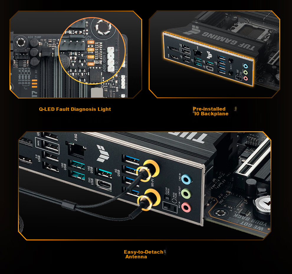 ASUS TUF GAMING B850M-PLUS WIFI7 Motherboard for CPU 7800X3D/9800X3D/9600X (AMD B850/socket AM5) 13