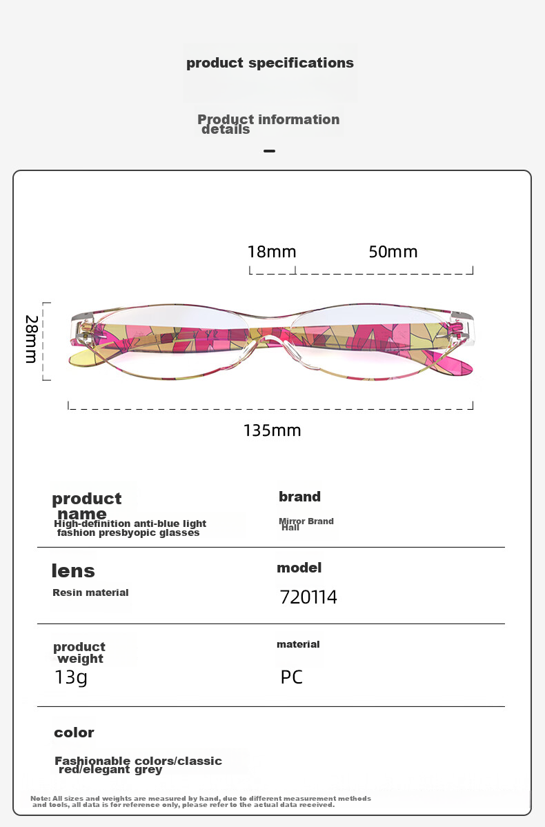 Jingpintang Blue Light Blocking Reading Glasses for Women, Ultra-Light Frameless Fashionable Cat-Eye Reading Glasses JD Self-operated Flagship Store Authentic 250 Degree 4