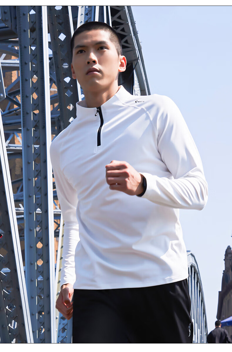 BURUITE Men's Sports T-Shirt Spring and Autumn Quick-Dry Long Sleeve Running Cycling Fitness Training Half-Zip Sweatshirt 9
