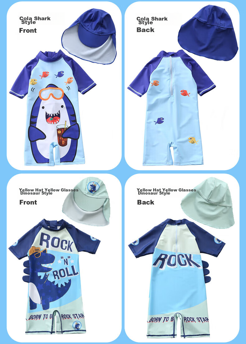 Yuke Children's One-Piece Swimsuit for Boys, Cute Swimwear for Toddlers And Young Boys, Baby Boy Swimming Costume 12