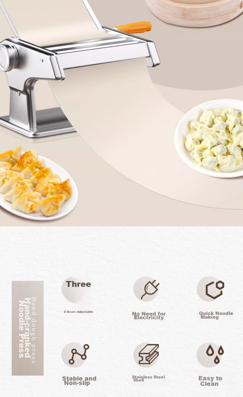 Jingmao Noodle Maker for Home Use, Small Stainless Steel Noodle Press Machine, Hand-Cranked Multi-Functional Dough Roller And Pasta Maker 3
