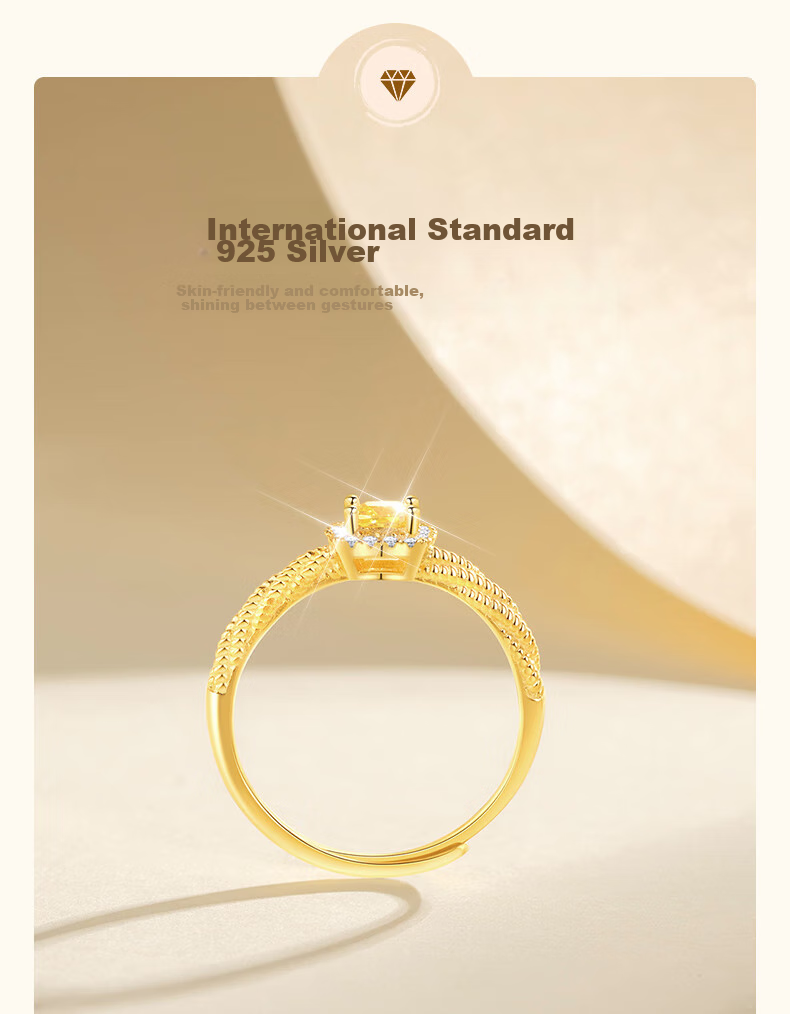 MOLADY Small Sugar Cube Silver Ring for Women, Gold Color Single Ring, Confession Proposal Birthday Gift for Girlfriend Or Wife on Valentine's Day, May 20th, Or Any Special Occasio 4