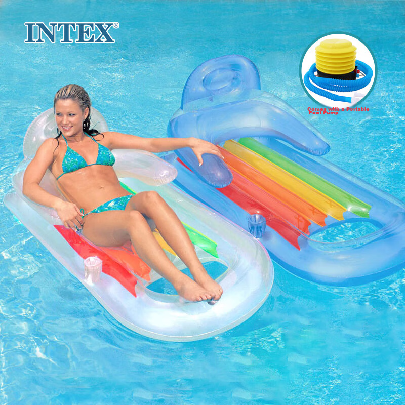 INTEX Inflatable Armrest Backrest Raft, Leisure Surfing Raft, Children's Toy, Blue Or Silver Randomly Sent, 58802N