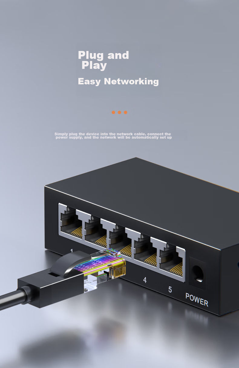 KeepLINK KP-9000 5-Port Gigabit Switch, Enterprise-Grade, for Home And Dormitory Use, Security Monitoring Network Splitter, Hub, Flow Divider/Unit 3