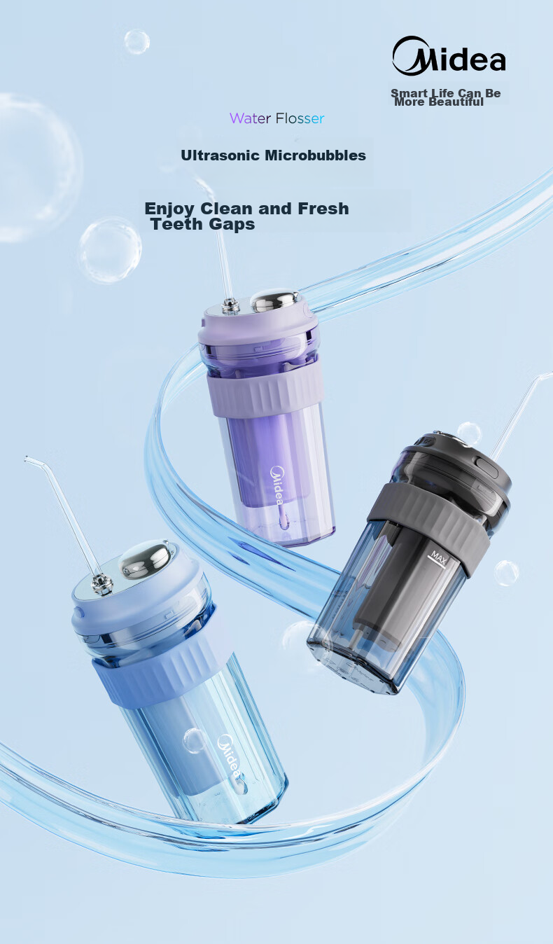 Midea Water Flosser, Portable Oral Irrigator for Adults, Home Use, Milk Tea Cup, Lavender Purple CL2, Recommended As Birthday And Holiday Gift for Couples 1
