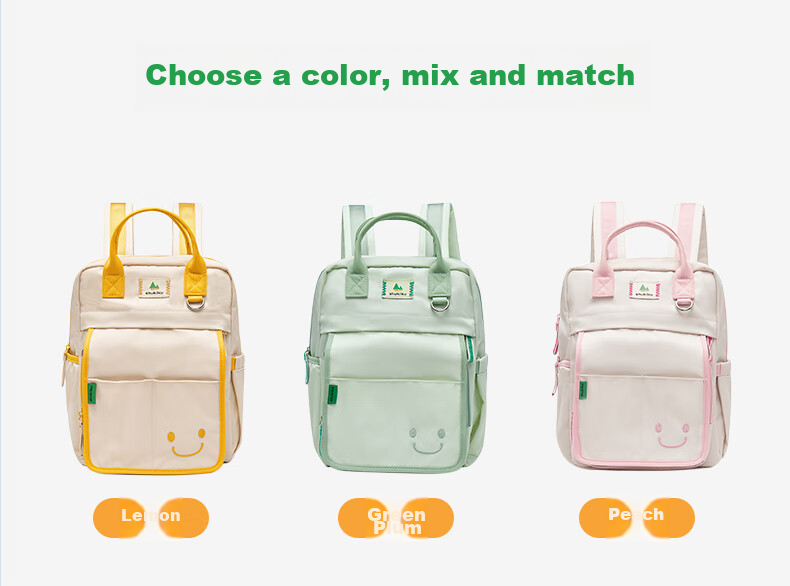 SHUKIKU Small Biscuit Parent-Child Backpack, New Style Snack Pain Pack, Lightweight Travel Backpack, Anime-Style Rice Bag, Peach Color 17
