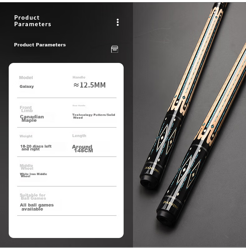 Jianying Billiard Cue Beyond Series, Big Head Chinese Black 8-Ball American Nine-Ball Cue Pool Cue, Xinghe 12.5mm 4