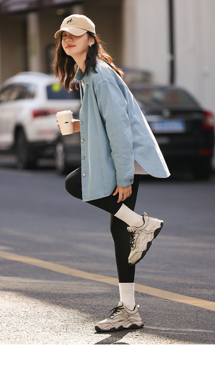 Dme [Light-Colored Denim Shirt] Spring And Autumn Youthful Age-Reducing Artistic Elegant Simple Basic Shirt for Wome 15