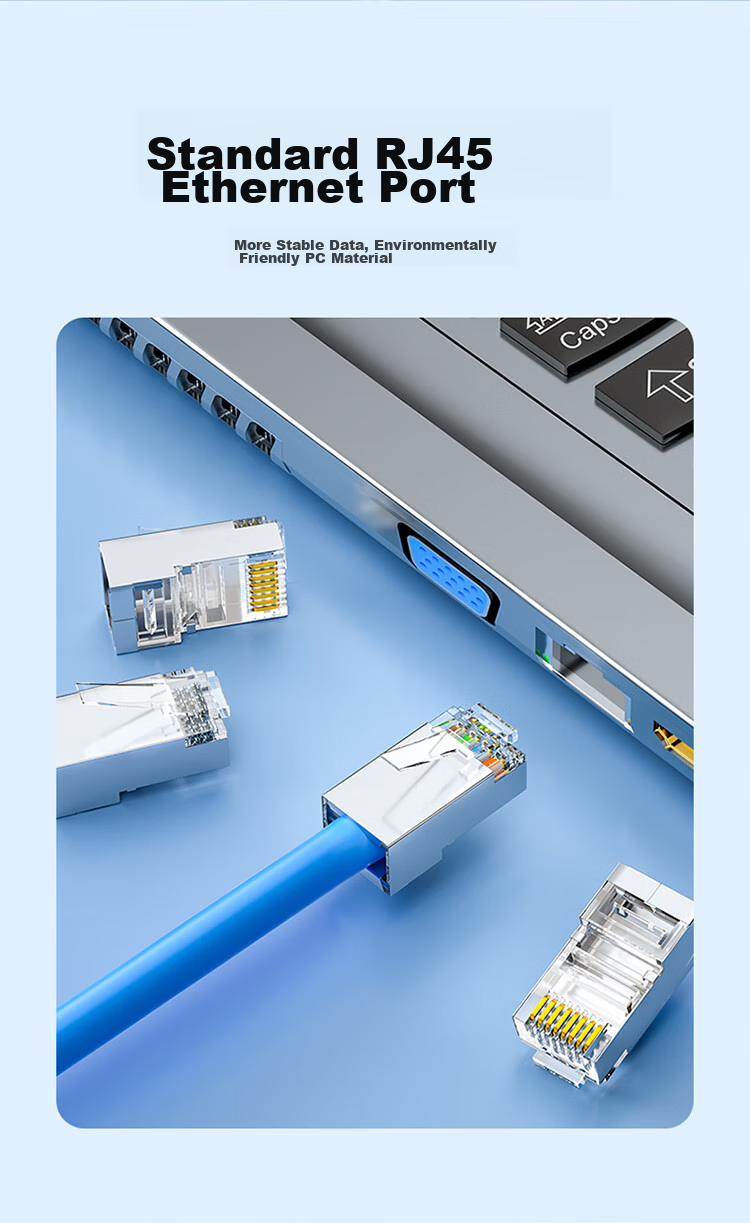 SAMZHE Cat5e Punch-Down RJ45 Connector, Gigabit Shielded Gold-Plated Computer Network Connector, Cat5e Engineering Through-Hole Crystal Head, 10 Pieces PCKT510 10