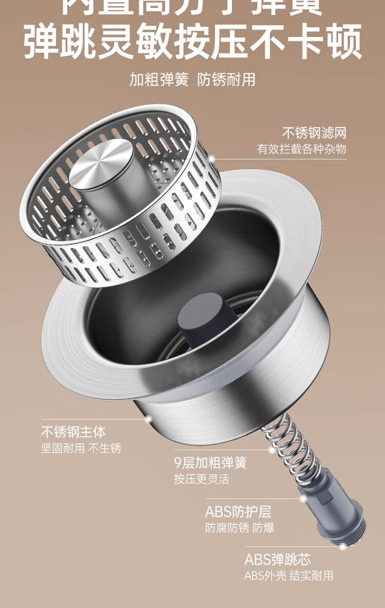 Pollock Kitchen Sink Strainer, Kitchen Sink Pop-Up Core, Kitchen Sink Filter Mesh, Kitchen Sink Pop-Up Core Drain Stopper SCXSUS 7