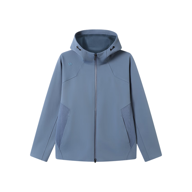 JD Jingzao Men's Softshell Outdoor Running Hiking Jacket Fleece-Lined Windproof Water-Repellent Sports Coat Dark Blue Gray XL