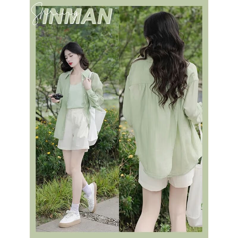 INMAN Lyocell Tencel Women's Lightweight Shirt, 2026 Summer New Blouse Top, Classic Style - Mint Green, Size S