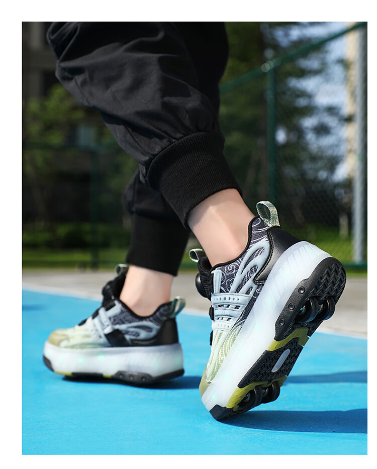 BKG Running Shoes for Girls, Four-Wheel Sports Shoes for Children, Student And Youth Skating Shoes ZYQ23825-B7 Lan Yue 36 28