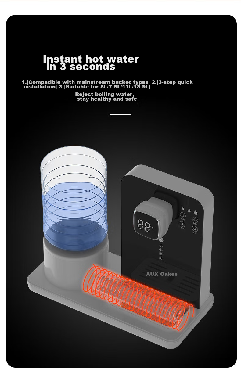 AUX Instant Hot Water Dispenser Portable Instant Hot Water Kettle Mini Smart Water Dispenser for Office Small Desktop Use Free [2.5L Water Bottle] 5