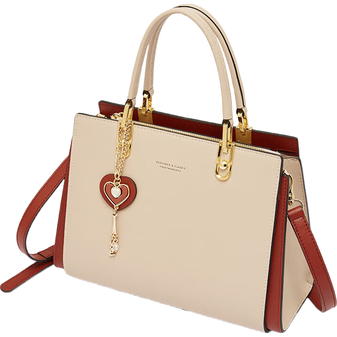 Geshiman Luxury Handbag Brand, Mom's Crossbody Bag, Shoulder Commuter Bag, Birthday Gift, 7266, Beige