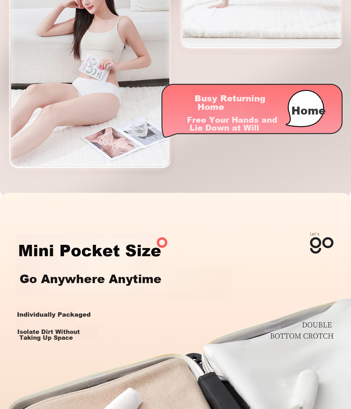 Freego Disposable Women's Pure Cotton Underwear, Sterile, No-Wash, for Travel, Pregnancy, Postpartum, Menstruation, Portable, Individually Packaged, XL 17