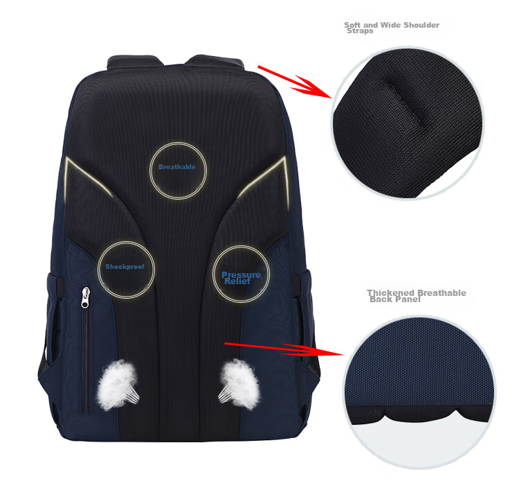 UNIVERSITY OF OXFORD Backpack for Male And Female Middle School Students, High School Students, Double Shoulder Bag, Lightweight Travel Backpack X1074 Dark Blue 11