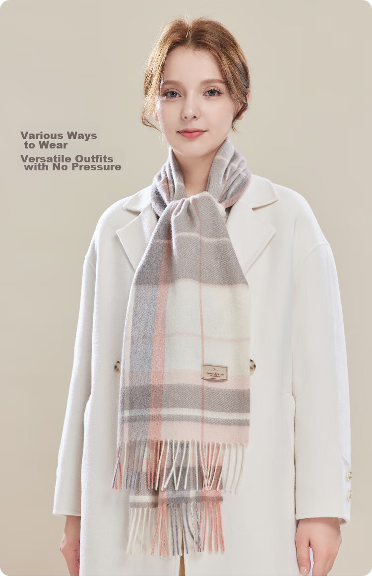 JIUMU 100% Cashmere Scarf for Women, Autumn And Winter Shawl, Warm Neck Wrap, Gift for Girls, National Day Birthday Present, Gift Box Set 6