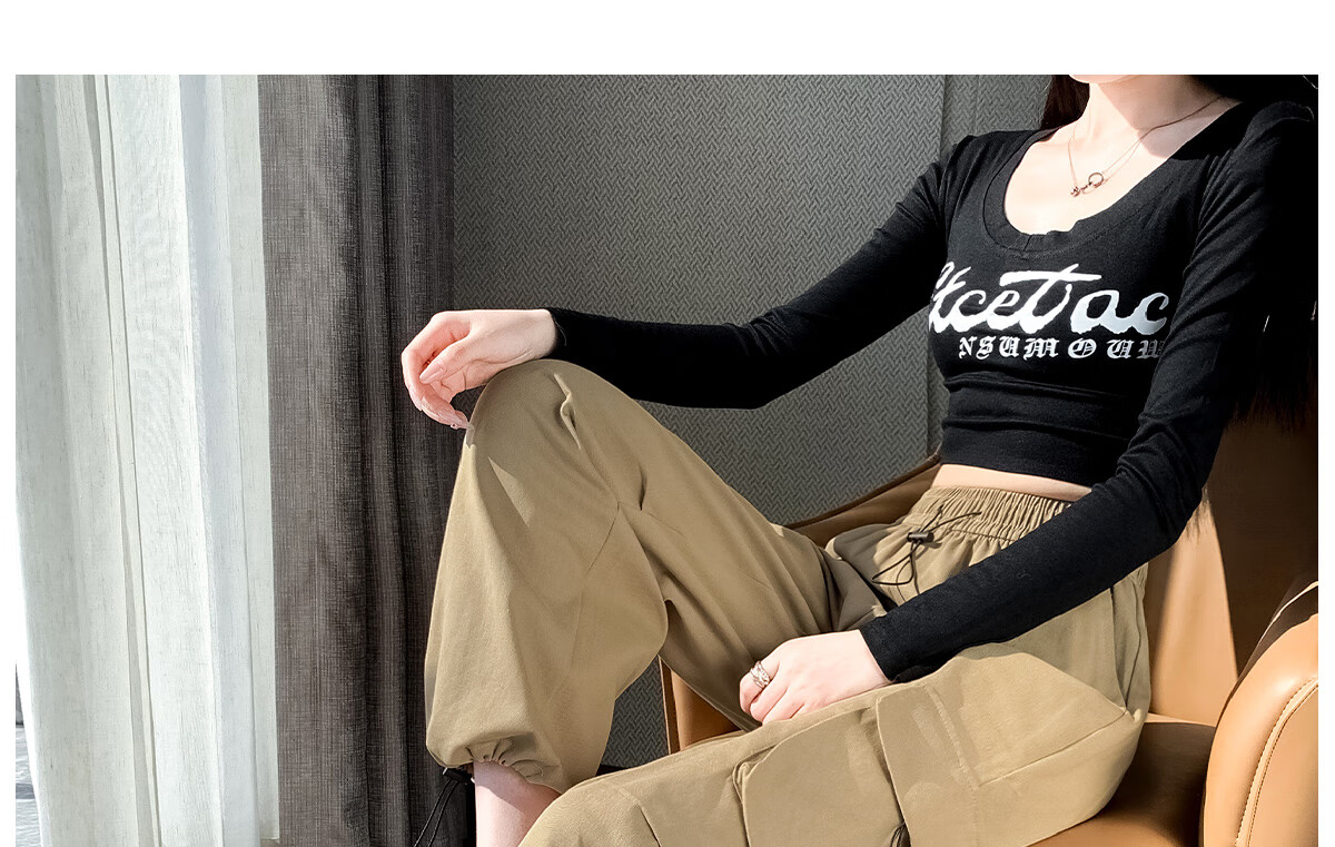 Halo Queen Women's Casual Pants, American-Style Breathable Loose Cargo Pants, High-Waisted Draping Parachute Pants H13KK2711 13