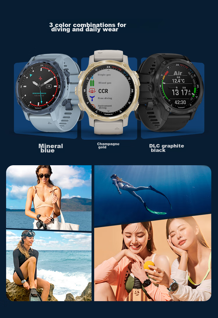 GARMIN Descent Mk3i Diving Computer Watch with Heart Rate And Blood Oxygen Monitoring, for Swimming And Outdoor Sports, Graphite Black - 51mm 3