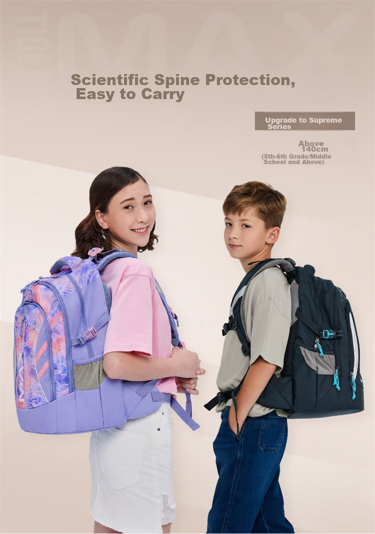 TigerFamily Middle School And High School Student Backpack for Grades 5-9, Spine-Protecting And Load-Reducing Double Shoulder Bag for Boys And Girls 1