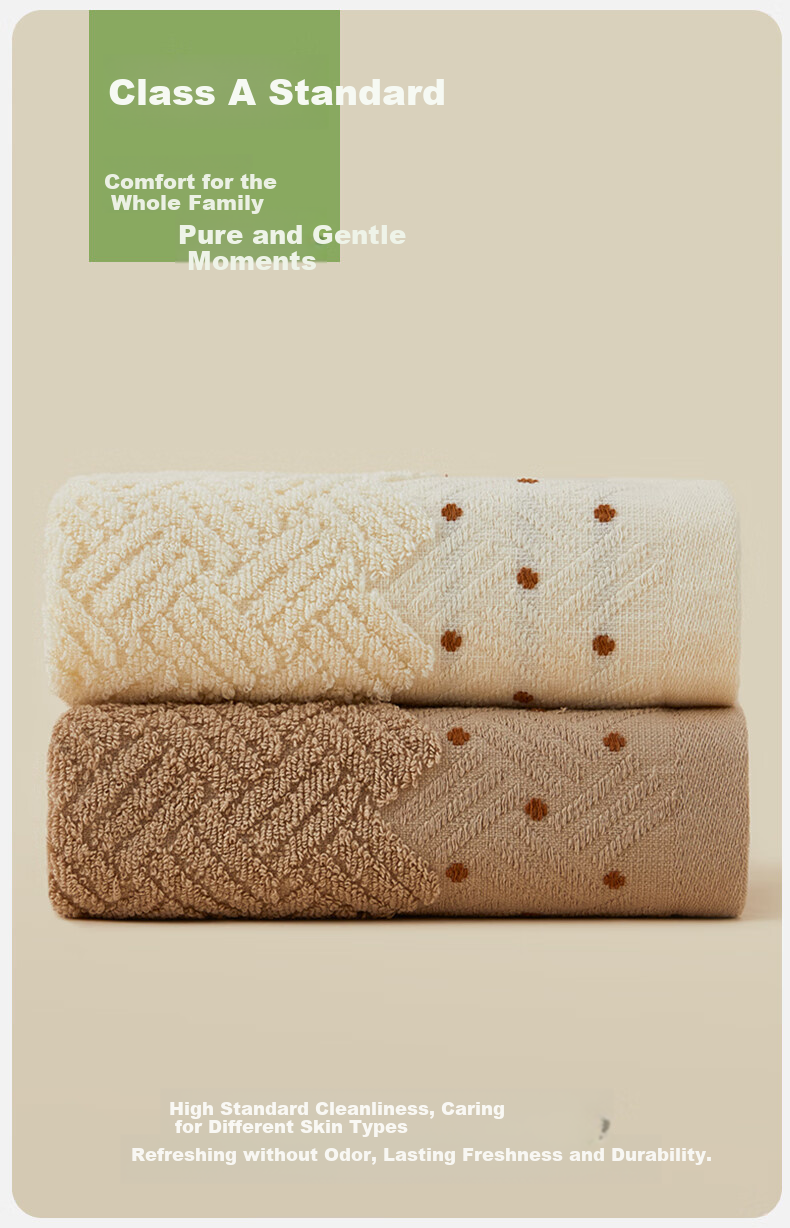 Hengyuanxiang Class A Antibacterial Towel, Pure Cotton Face Washing Towel, Home Use, Soft Absorbent, Brushed Surface, 4-Pack, 2 Meters + 2 Brow 7