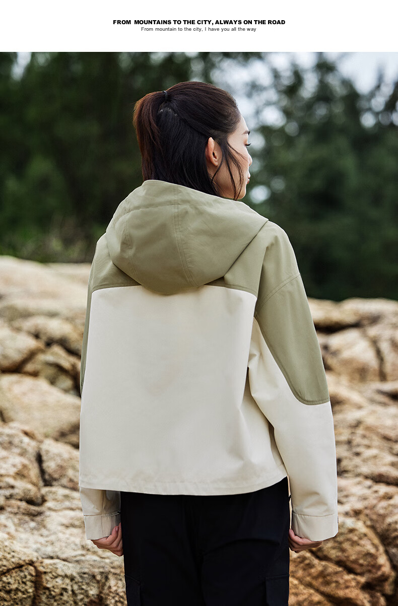 Pioneer Camp New Women's Jacket, Windproof And Waterproof Long-Sleeve Coat, Outdoor Short Hooded Jacket for Women, Spring And Autumn Style, Commuter Wear 12