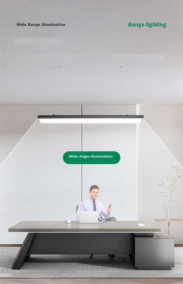 NVC LED Pendant Light for Office, Mall, Shop, Minimalist Long Strip Light, Iron Art Lamp Body, Black Frame Spotlight, 50W Cool White 4