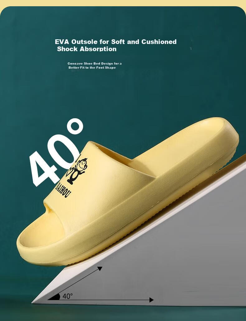 BAIHOU Summer Couple Cartoon Home Thick-Soled Squishy Slippers for Students, Men And Women, 006 Yellow, Size 36-37 10
