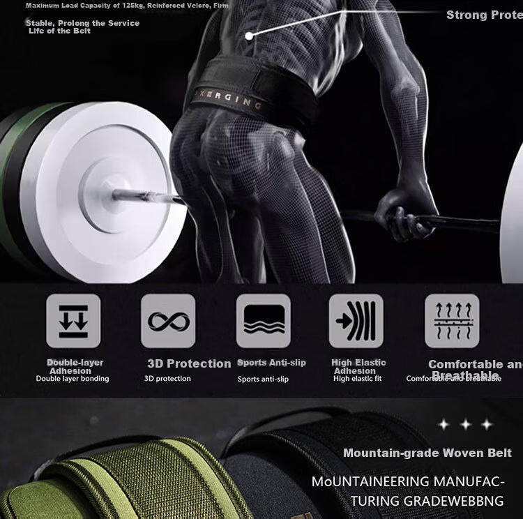 GINGPAI SPORT Professional Fitness Waist Belt for Men And Women, Anti-Slip, Squat, Deadlift Training Support Belt, Weighted Equipment Protection Gear, Green, Size S 3