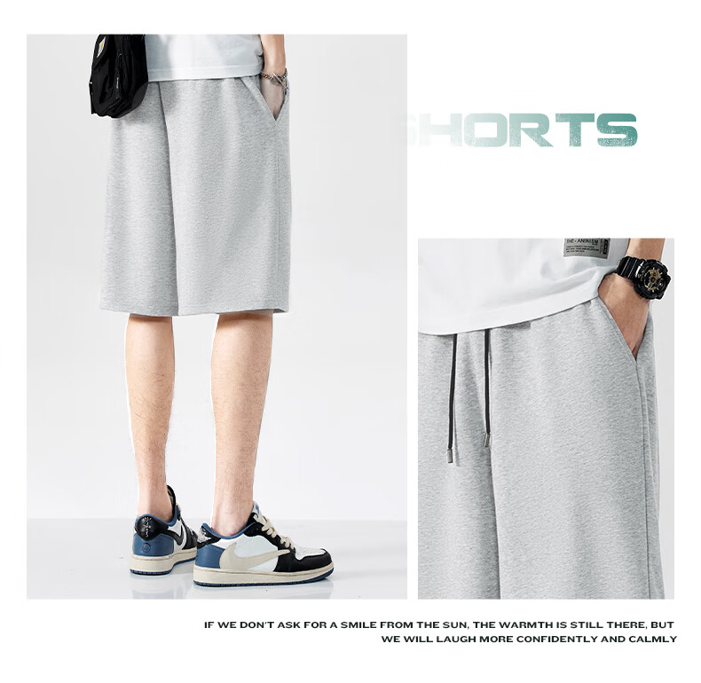 Baleno Pure Cotton Shorts for Men, Summer Trendy Loose-Fit Large Size Fashionable Beach Pants, Youth Sports Versatile Breathable Trousers 8