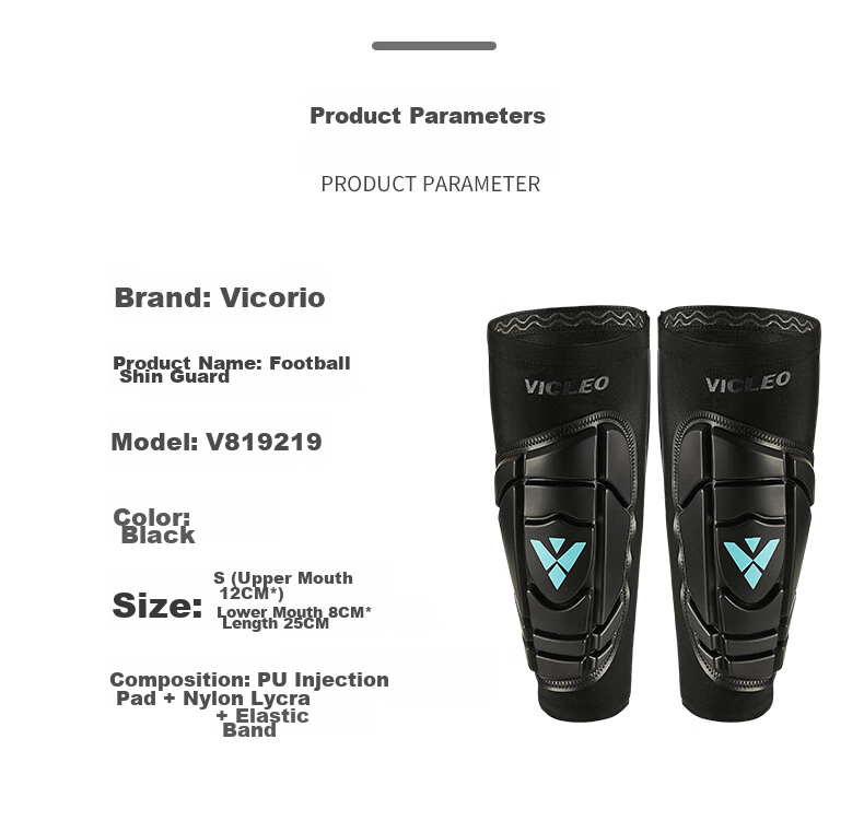 VICLeO Soccer Shin Guards, Calf Protectors, Sports Protective Gear, One Pair, V819219, Black, Size M 5