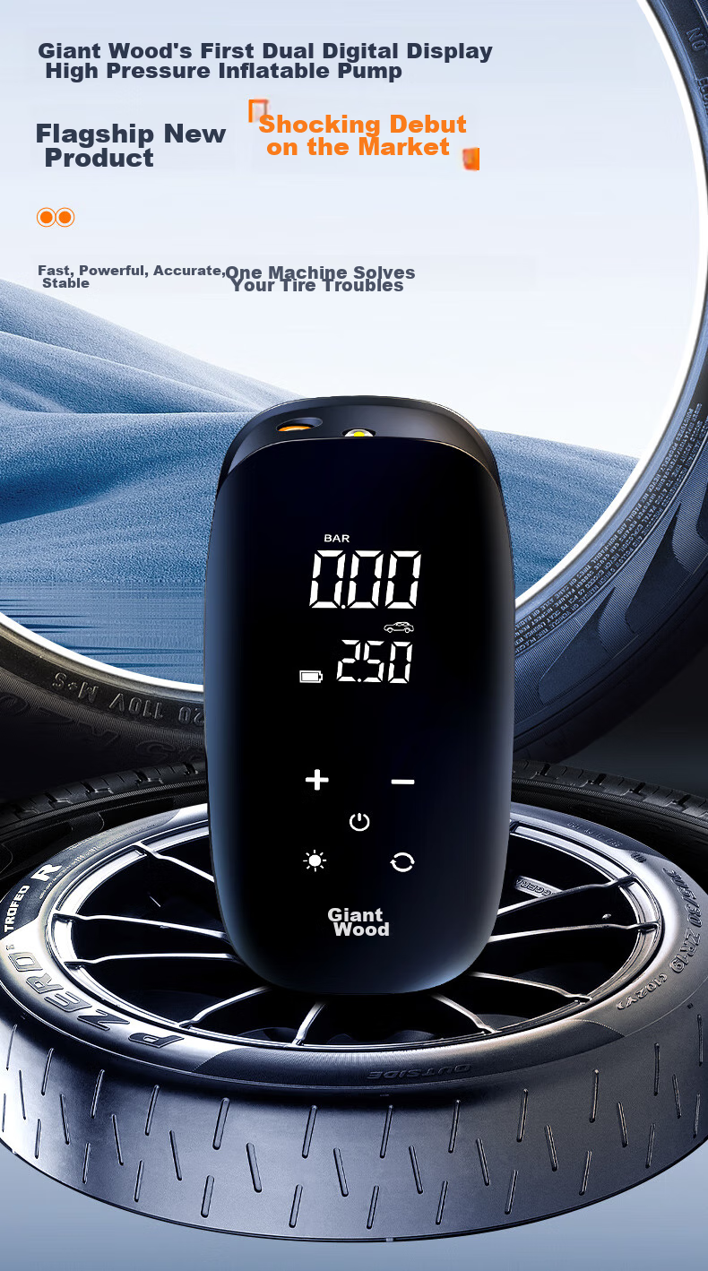 Jumu Car Air Pump, Wired And Wireless Dual-Use, for Car Tires And Home Use, Electric Air Compressor with High Power 4