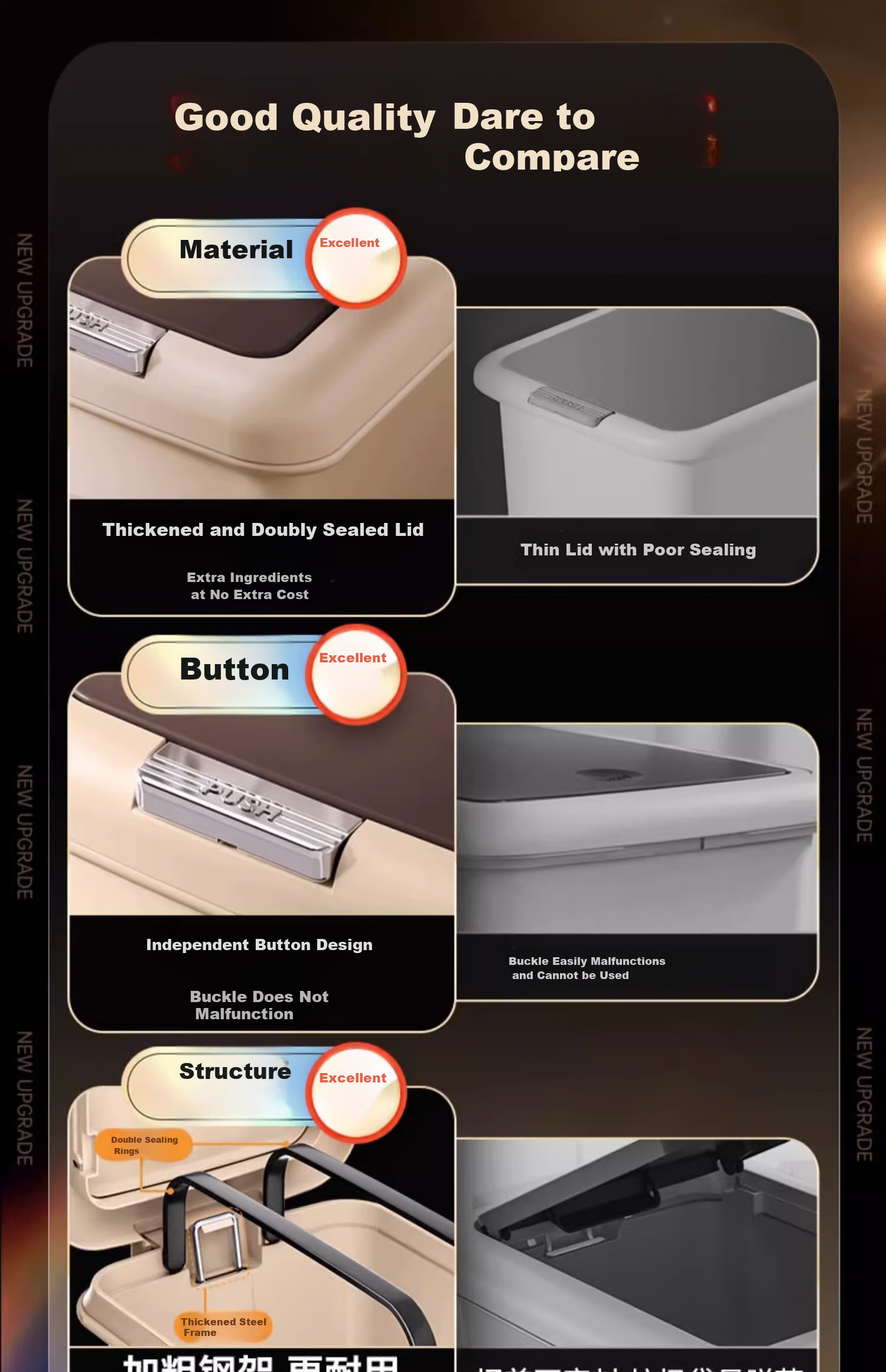 Jieshibao 20L Large Press-Covered Slim Trash Can for Bathroom, Kitchen, Bedroom, Living Room, Popular Household Bin 1