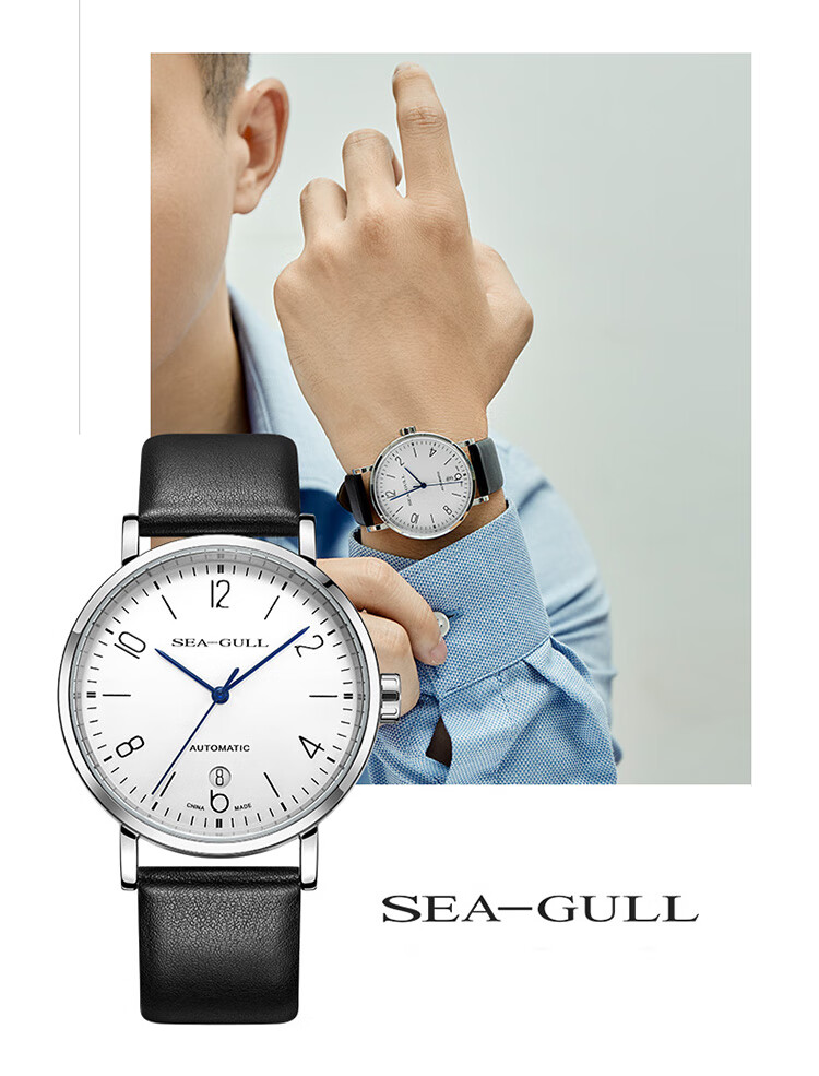 SEAGULL Men's Automatic Mechanical Watch, Bauhaus Date Display Men's Watch, Birthday Gift for Men, Model 6091 2