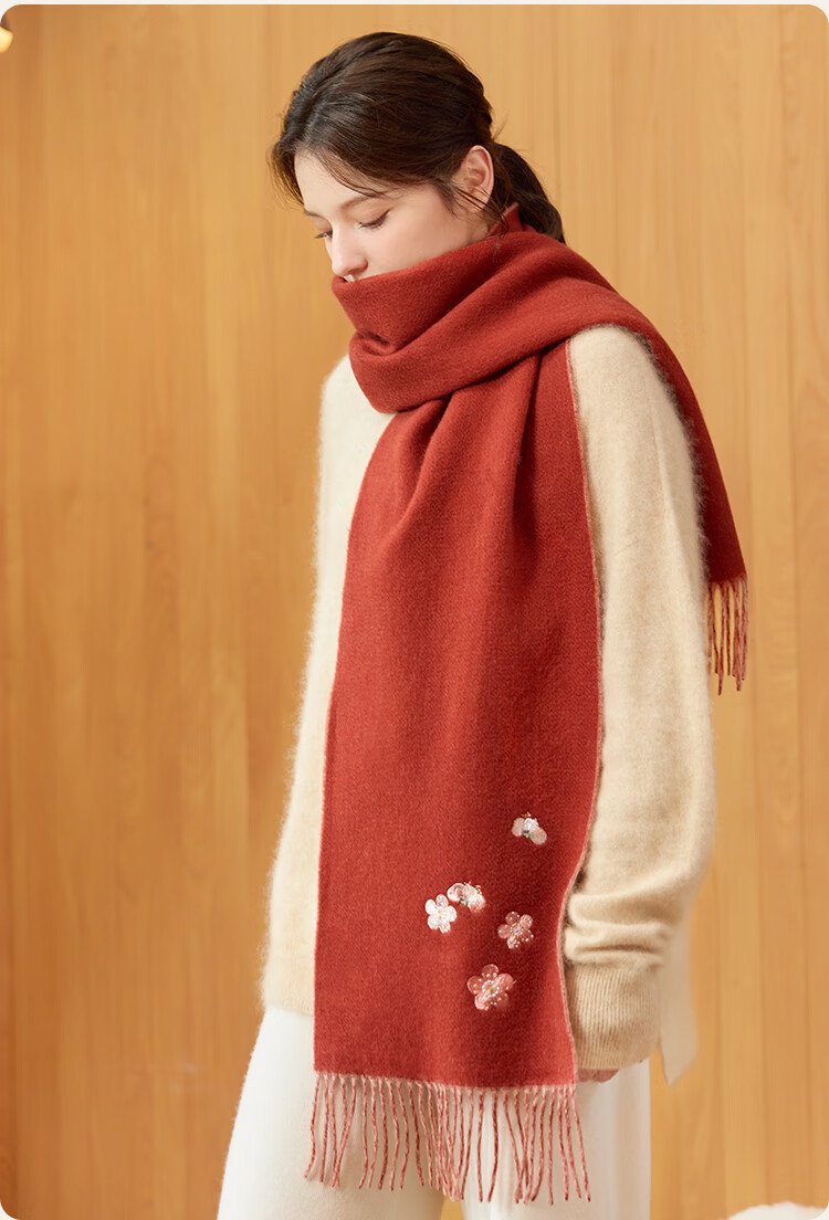 JIUMU Pure Wool Scarf for Women, Autumn And Winter Neck Warmer, Warm Shawl, Gift for Women And Mothers, Mid-Autumn Festival Birthday Gift Box Set 26