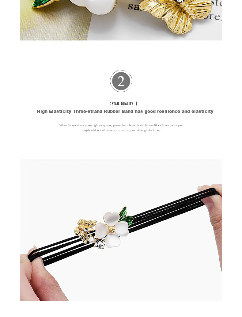 Royal Sasa Hair Accessories, Four-Leaf Clover Hair Tie, Elastic Band for Ponytail, High-Elasticity Hair Ties 8