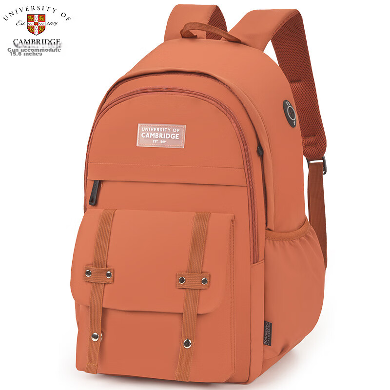 UNIVERSITY OF CAMBRIDGE Backpack for Female Middle School Students, Large Capacity Lightweight Double Shoulder Bag, Reduced-Load Backpack, Fashionable Trend CA428 Brown-Red