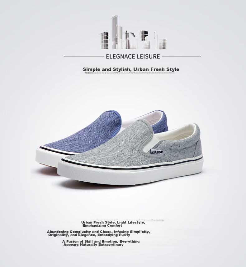 Warrior Canvas Shoes for Men, Comfortable Slip-On Loafers, Traditional Beijing Cloth Shoes, Casual Footwear A066 Gray 41 2