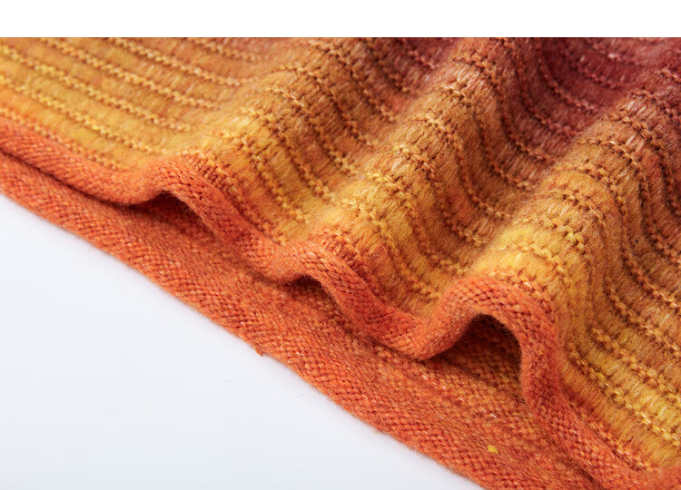 Demana Winter Warm Wool Blend Irregular Gradient Knit Sweater Loose Fit Woolen Top 4