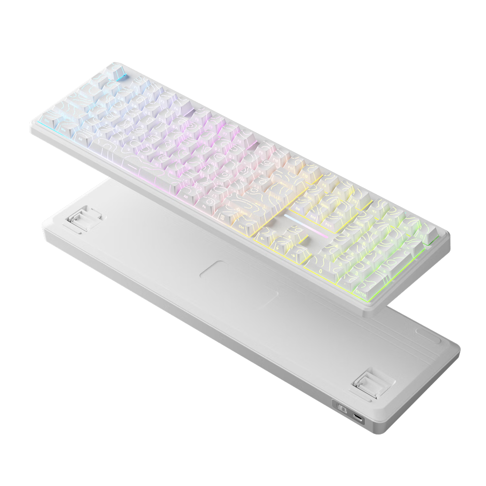 EWEADN V108 Wireless Keyboard Bluetooth Wired Tri-mode Silent Gaming Mechanical Feel RGB 108-Key Ultra for Office Laptop PC