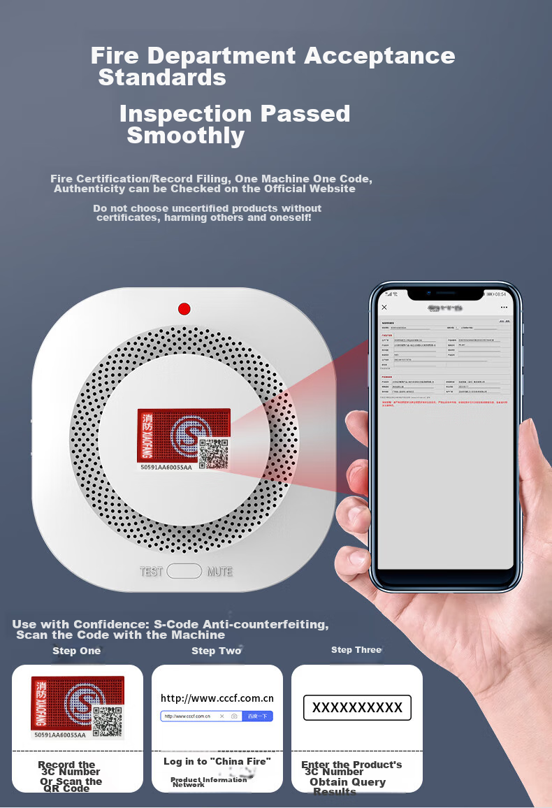 PGST Smoke Alarm, Fire Detector, 3C Certified Fire Safety Device, Fire Protection System, Main Unit + 5 Alarms 11