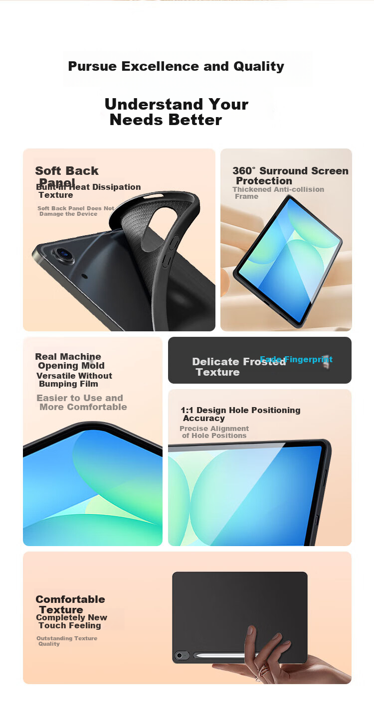 CoolerFang Compatible Galaxy Tab A11+ 11-inch 2026 New Protective Case Samsung Tablet Cover Shockproof TPU Silicone Matte Skin-friendly Flexible Lightweight 2