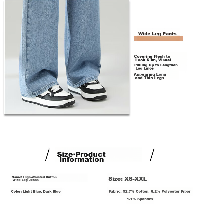 LangSha Women's Jeans, Spring And Summer Three-Button High-Waist Loose Wide-Leg Pants, Slimming Thin Vintage Straight-Leg Trousers for Wome 10