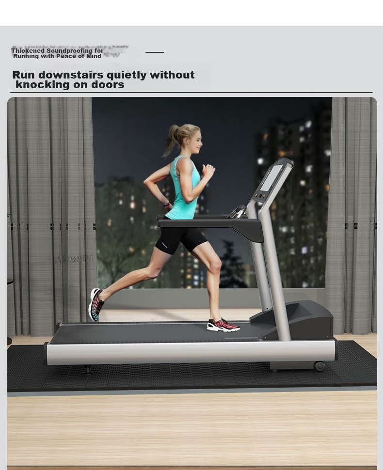 Treadmill Mat, Soundproof Mat, Shock-Absorbing Mat, Thickened Aerobics Mat, Fitness Non-Slip Floor Mat, 1750*800*20mm, Black And Gray 4