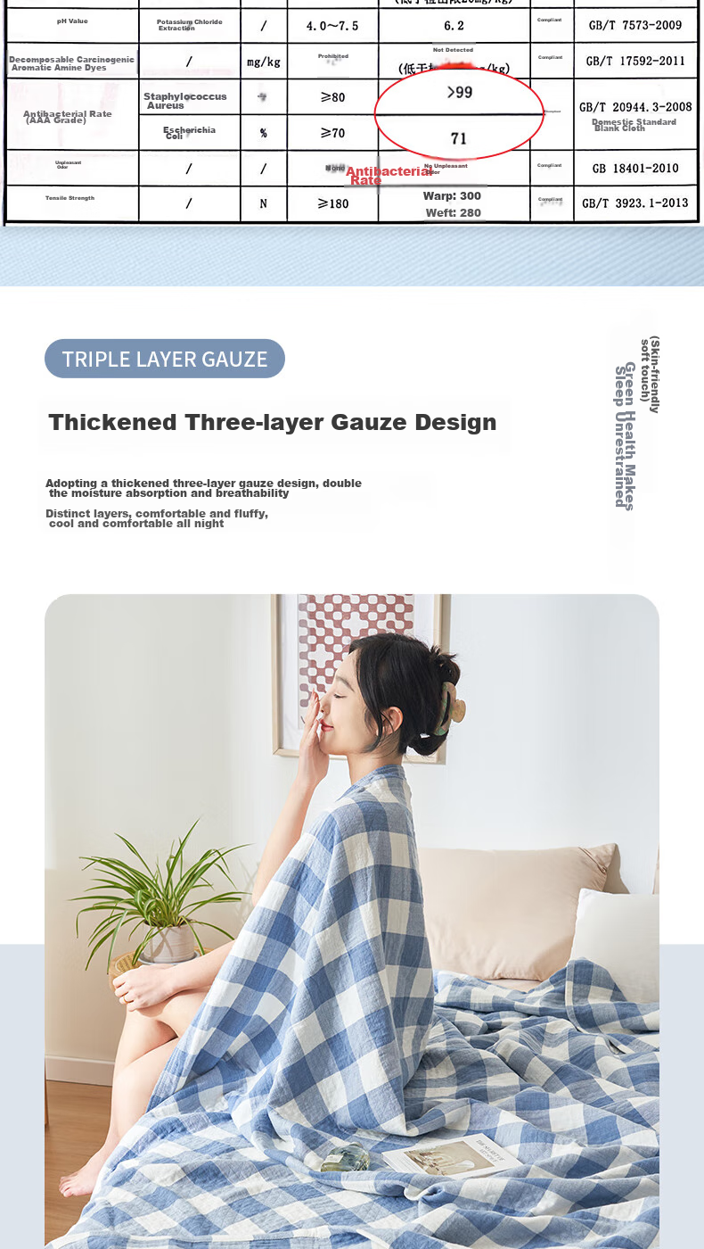 Grace Towel Blanket Summer Pure Cotton Class A Antibacterial Quilt Single Nap Blanket Children's Towel Blanket Fleece Blanket 100*150cm 8
